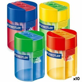 Staedtler Afilalápices Doble 512 con Depósito Transparente Colores Surtidos (Set de 10)
