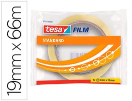 Tesa Cinta Adhesiva Estándar Transparente 66 mt x 19 mm para Embalar