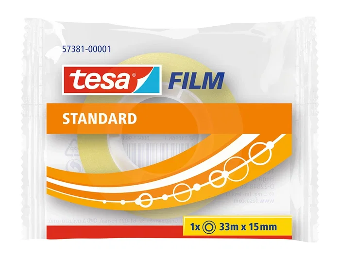 Tesa Cinta Adhesiva Standard para Embalaje, 33 m x 15 mm, Transparente, Individual Tesa Cinta Adhesiva Standard para Embalaje, 33 m x 15 mm, Transparente, Individual