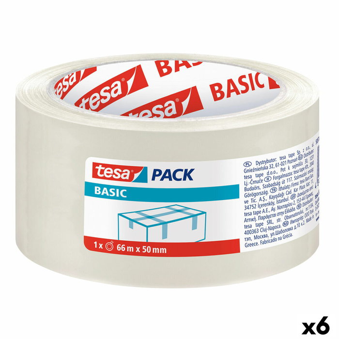 Tesa Cinta de Embalaje Basic Transparente 66mx50mm (Set de 6)