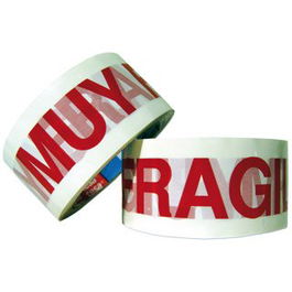 Cinta De Embalaje Tesa Pp Rollo 66X50 Blanco Con Texto Muy Fragil En Rojo (Set de 6)
