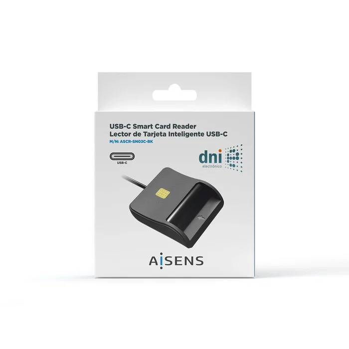 Aisens Lector de Tarjetas Inteligente DNI USB-C Negro ASCR-SN03C-BK