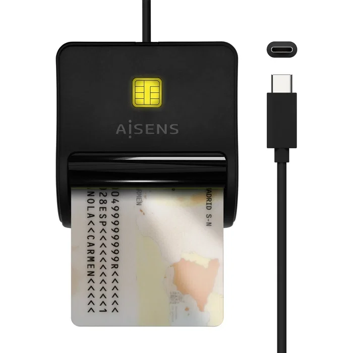 Aisens Lector de Tarjetas Inteligente DNI USB-C Negro ASCR-SN03C-BK