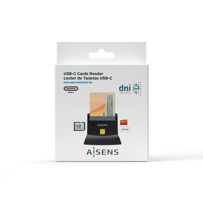 Aisens ASCR-SN04CSD-BK Lector de DNI y Tarjetas USB-C, Negro Aisens ASCR-SN04CSD-BK Lector de DNI y Tarjetas USB-C, Negro