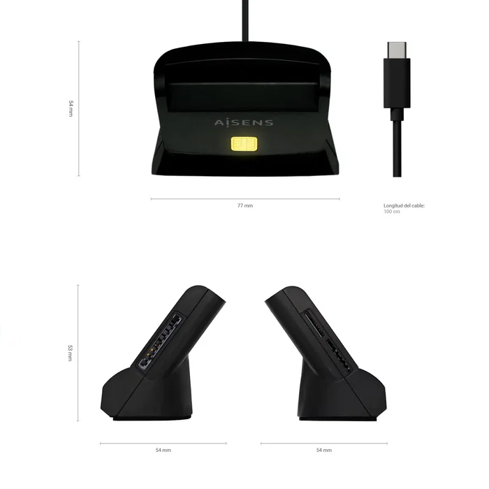 Aisens ASCR-SN04CSD-BK Lector de DNI y Tarjetas USB-C, Negro Aisens ASCR-SN04CSD-BK Lector de DNI y Tarjetas USB-C, Negro