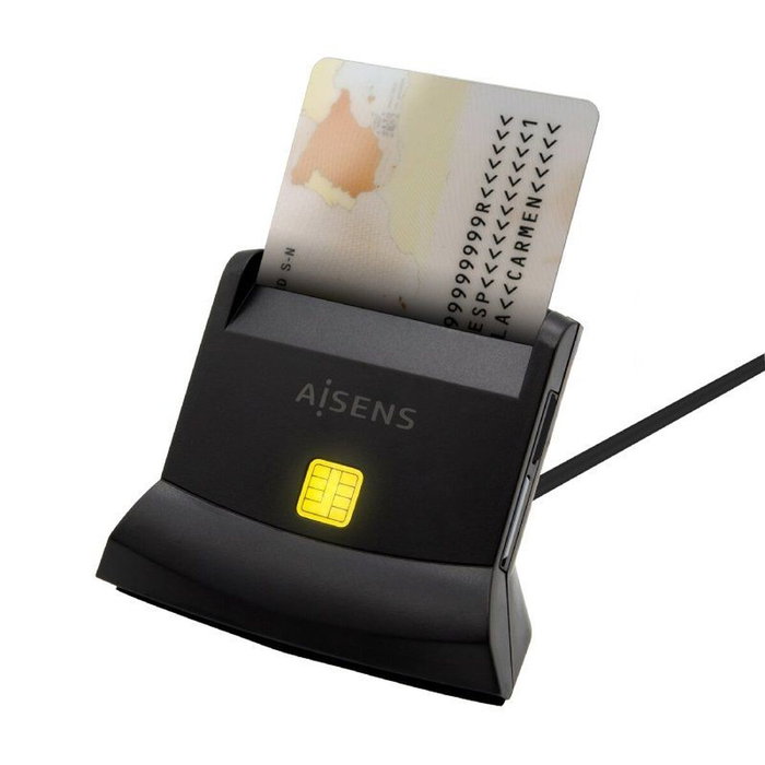 Aisens Lector de tarjetas inteligente DNI y tarjetas de memoria USB-C Negro ASCR-SN04CSD-BK