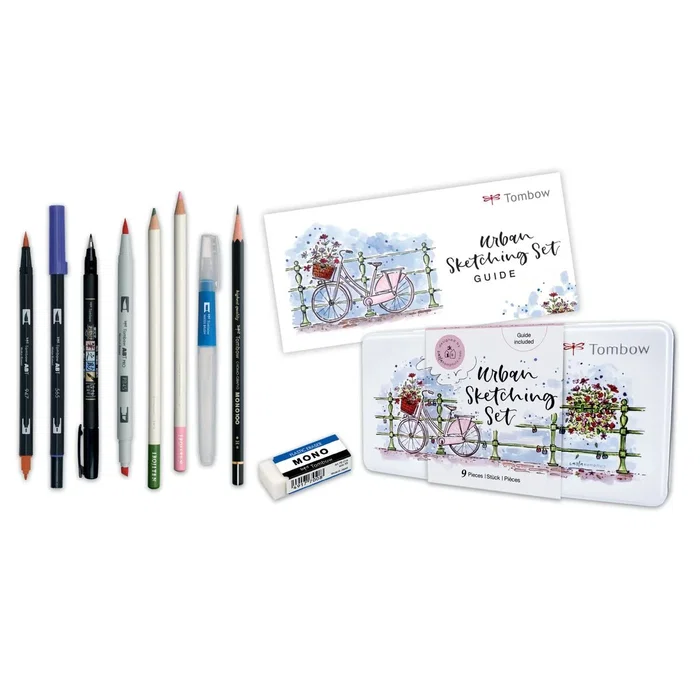 Tombow Urban Sketching Set De 9 Piezas Caja Metálica