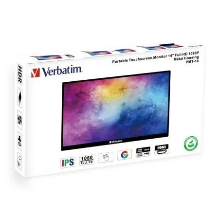Verbatim PMT-14 - Monitor Portátil Táctil 14" Full HD IPS, USB-C (1 Cable), HDMI, 10 Puntos Táctil, Compatible con PC, Mac, Android, Switch/PS5/Xbox, Negro Verbatim PMT-14 - Monitor Portátil Táctil 14" Full HD IPS, USB-C (1 Cable), HDMI, 10 Puntos Táctil, Compatible con PC, Mac, Android, Switch/PS5/Xbox, Negro