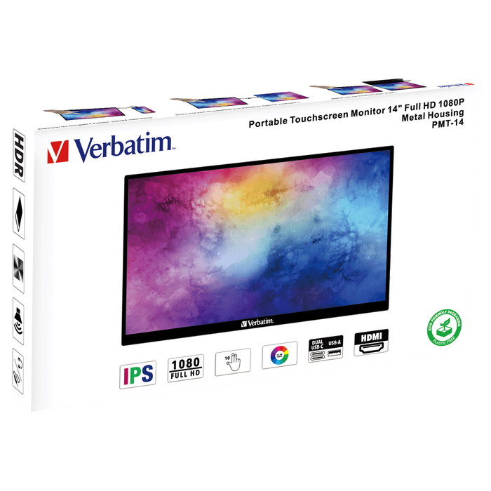 Verbatim Monitor Portátil Táctil PMT-14 14 pulgadas Full HD IPS Verbatim Monitor Portátil Táctil PMT-14 14 pulgadas Full HD IPS