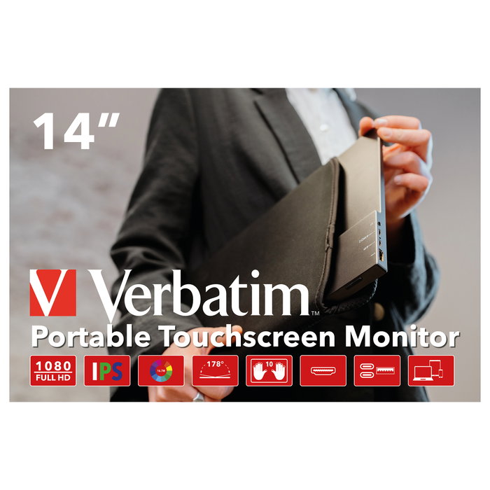 Verbatim Monitor Portátil Táctil PMT-14 14 pulgadas Full HD IPS Verbatim Monitor Portátil Táctil PMT-14 14 pulgadas Full HD IPS
