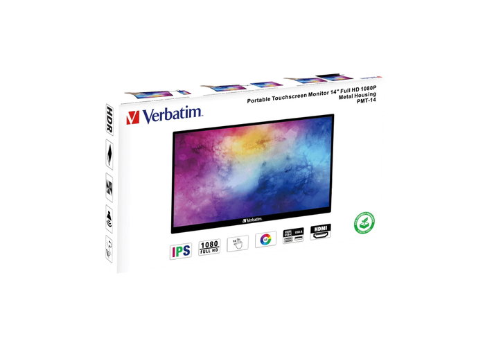 Verbatim PMT-14 Monitor Portátil Táctil 14 pulg Full HD IPS Negro
