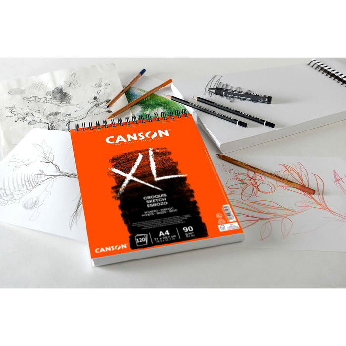 Canson Bloc de dibujo para croquis Din A4, 120 hojas, grano fino 90 g