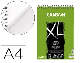 Canson Bloc Dibujo XL Dessin DIN A4 Liso Microperforado Espiral 21x29.7 cm 50 Hojas 160 gr/m²