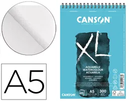 Canson XL Aquarelle Bloc Dibujo Acuarela Grano Fino Din A5 Microperforado Espiral 14,8x21 cm 20 Hojas 300 Gr/m2