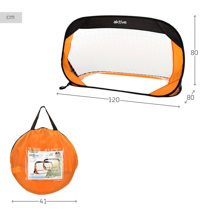 Aktive Sports Set de 2 Porterías de Fútbol Pop-Up 120x80x80 cm