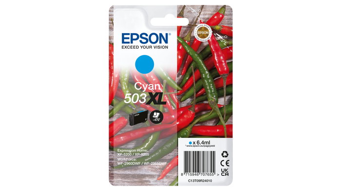 EPSON Cartucho Cian 503XL WF-2960dwf,WF-2965dwf, XP-5205 Pimiento EPSON Cartucho Cian 503XL WF-2960dwf,WF-2965dwf, XP-5205 Pimiento