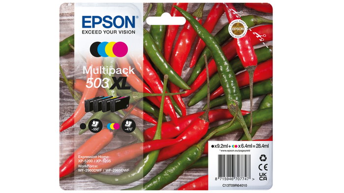 EPSON Cartucho 4 colores Multipack 503XL Negro y 503CMY Standard WF-2960dwf,WF-2965dwf, XP-5205 Pimiento EPSON Cartucho 4 colores Multipack 503XL Negro y 503CMY Standard WF-2960dwf,WF-2965dwf, XP-5205 Pimiento