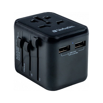 Verbatim UTA-01 Adaptador de Viaje Universal con 2 Puertos USB-A Verbatim UTA-01 Adaptador de Viaje Universal con 2 Puertos USB-A