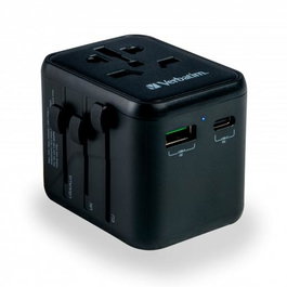 Verbatim Adaptador Universal de Viaje con 1 Puerto USB-C PD 20W y 1 Puerto USB-A Quick Charge 18W