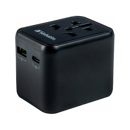Verbatim UTA-02 Adaptador Universal de Viaje con USB-C 20W y USB-A 18W Verbatim UTA-02 Adaptador Universal de Viaje con USB-C 20W y USB-A 18W