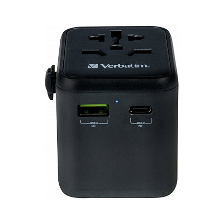Verbatim UTA-02 Adaptador Universal de Viaje con USB-C 20W y USB-A 18W Verbatim UTA-02 Adaptador Universal de Viaje con USB-C 20W y USB-A 18W