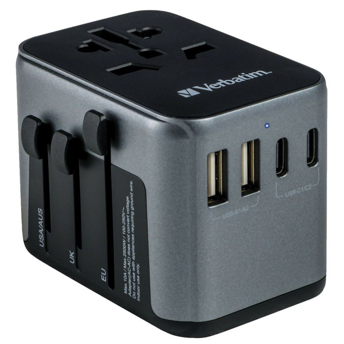 Verbatim UTA-04 Adaptador de Viaje Universal 61W con 2x USB-C y 3x USB-A Verbatim UTA-04 Adaptador de Viaje Universal 61W con 2x USB-C y 3x USB-A
