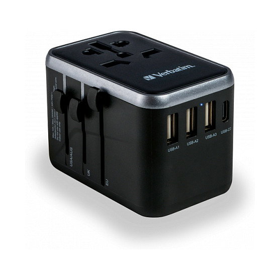 Verbatim UTA-04 Adaptador de Viaje Universal 61W con 2x USB-C y 3x USB-A Verbatim UTA-04 Adaptador de Viaje Universal 61W con 2x USB-C y 3x USB-A