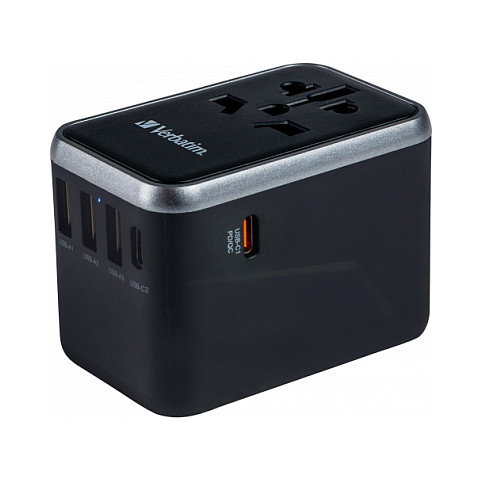 Verbatim UTA-04 Adaptador de Viaje Universal 61W con 2x USB-C y 3x USB-A Verbatim UTA-04 Adaptador de Viaje Universal 61W con 2x USB-C y 3x USB-A