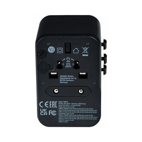 Verbatim UTA-04 Adaptador de Viaje Universal 61W con 2x USB-C y 3x USB-A Verbatim UTA-04 Adaptador de Viaje Universal 61W con 2x USB-C y 3x USB-A
