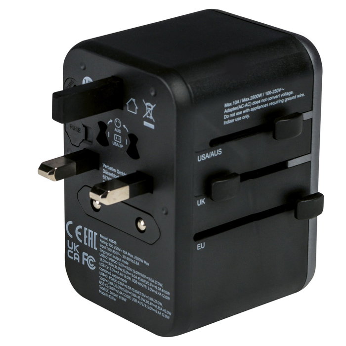 Verbatim UTA-04 Adaptador de Viaje Universal 61W con 2xUSB-C y 3xUSB-A Verbatim UTA-04 Adaptador de Viaje Universal 61W con 2xUSB-C y 3xUSB-A