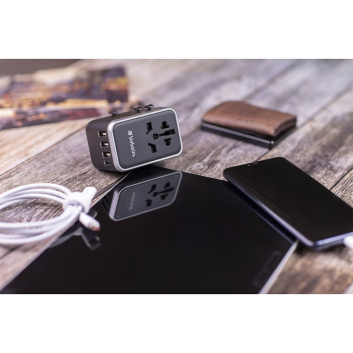 Verbatim UTA-04 Adaptador de Viaje Universal 61W con 2xUSB-C y 3xUSB-A Verbatim UTA-04 Adaptador de Viaje Universal 61W con 2xUSB-C y 3xUSB-A