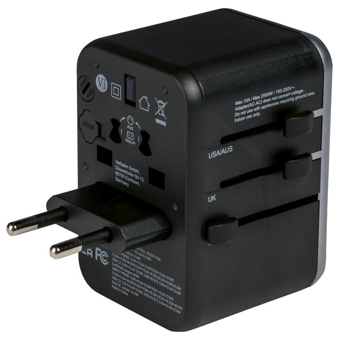 Verbatim UTA-04 Adaptador de Viaje Universal 61W con 2xUSB-C y 3xUSB-A Verbatim UTA-04 Adaptador de Viaje Universal 61W con 2xUSB-C y 3xUSB-A
