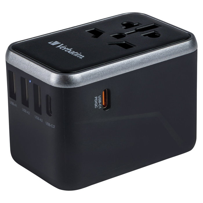 Verbatim UTA-04 Adaptador de Viaje Universal 61W con 2xUSB-C y 3xUSB-A Verbatim UTA-04 Adaptador de Viaje Universal 61W con 2xUSB-C y 3xUSB-A