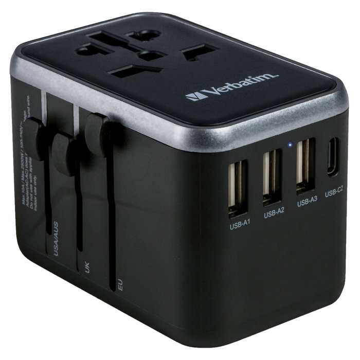 Verbatim UTA-04 Adaptador de Viaje Universal 61W con 2xUSB-C y 3xUSB-A Verbatim UTA-04 Adaptador de Viaje Universal 61W con 2xUSB-C y 3xUSB-A