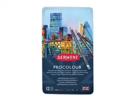 Derwent Lápices De Colores Procolour - Caja Metálica 12 Ud - Colores Vivos y Alta Pigmentación