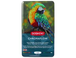 Derwent Lápices de Colores Chromaflow Caja Metálica 12 Unidades Colores Surtidos