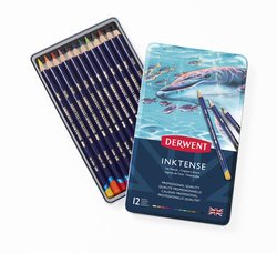 Derwent Inktense Lápices de Colores Acuarelables, Caja Metálica de 12 Unidades Derwent Inktense Lápices de Colores Acuarelables, Caja Metálica de 12 Unidades