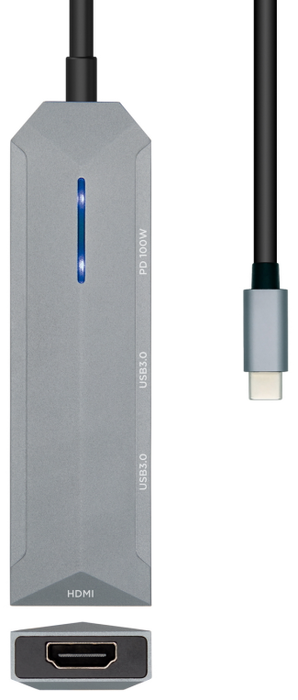 Aisens Dock USB-C 4 en 1 con HDMI 4K, 2x USB y PD 100W, Gris Aisens Dock USB-C 4 en 1 con HDMI 4K, 2x USB y PD 100W, Gris