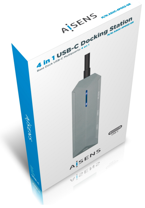 Aisens Dock USB-C 4 en 1 con HDMI 4K, 2x USB y PD 100W, Gris Aisens Dock USB-C 4 en 1 con HDMI 4K, 2x USB y PD 100W, Gris