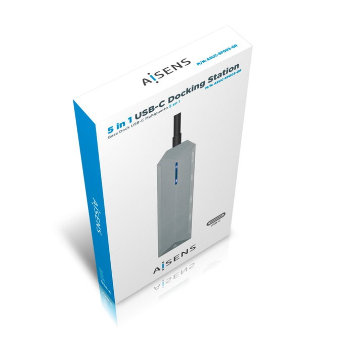 Aisens USB-C Dock 5 en 1 con HDMI 4K, RJ45, 2xUSB y PD 100W, Gris Aisens USB-C Dock 5 en 1 con HDMI 4K, RJ45, 2xUSB y PD 100W, Gris