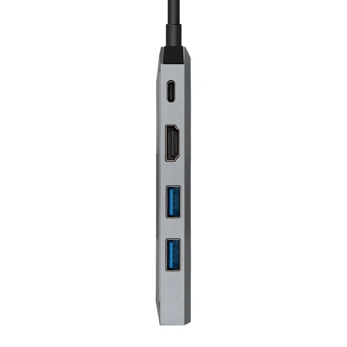 Aisens Docking Station 5 en 1 USB-C, HDMI 4K, RJ45, 2xUSB, PD 100W - Gris
