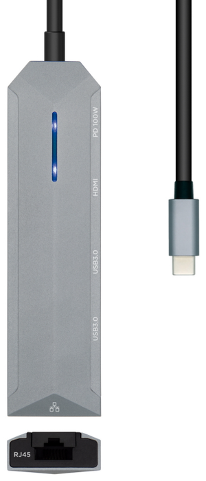 Aisens USB-C Dock 5 en 1 con HDMI 4K, RJ45, 2xUSB y PD 100W, Gris Aisens USB-C Dock 5 en 1 con HDMI 4K, RJ45, 2xUSB y PD 100W, Gris