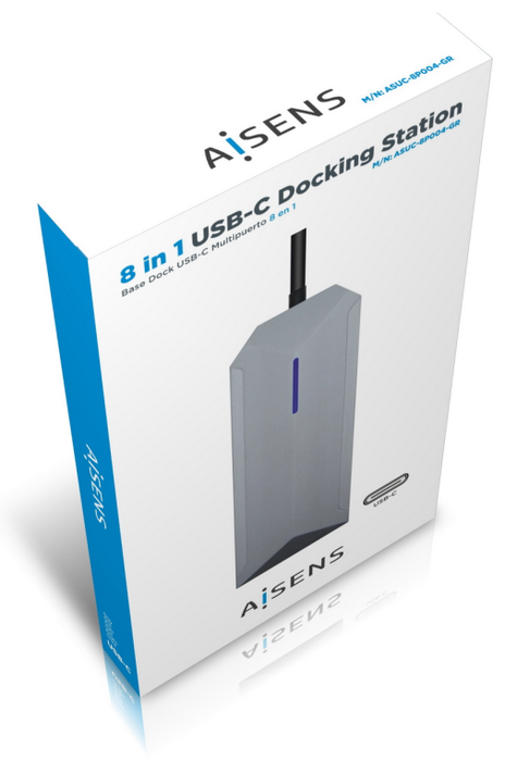 Aisens Docking Station 8 en 1 USB-C, HDMI 4K, RJ45, 3xUSB, PD 100W, SD/MicroSD, Gris Aisens Docking Station 8 en 1 USB-C, HDMI 4K, RJ45, 3xUSB, PD 100W, SD/MicroSD, Gris