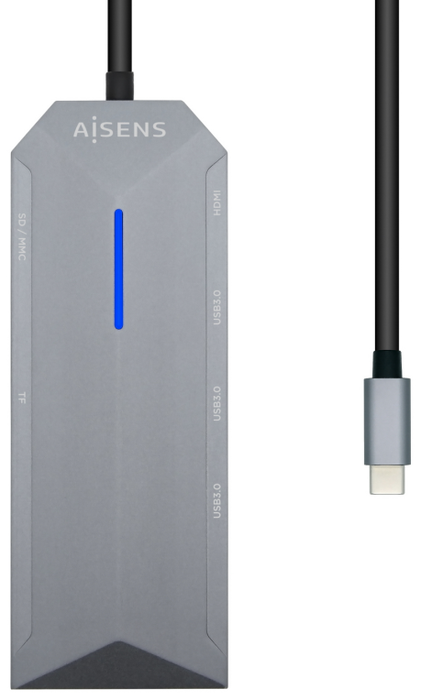 Aisens Docking Station 8 en 1 USB-C, HDMI 4K, RJ45, 3xUSB, PD 100W, SD/MicroSD, Gris Aisens Docking Station 8 en 1 USB-C, HDMI 4K, RJ45, 3xUSB, PD 100W, SD/MicroSD, Gris
