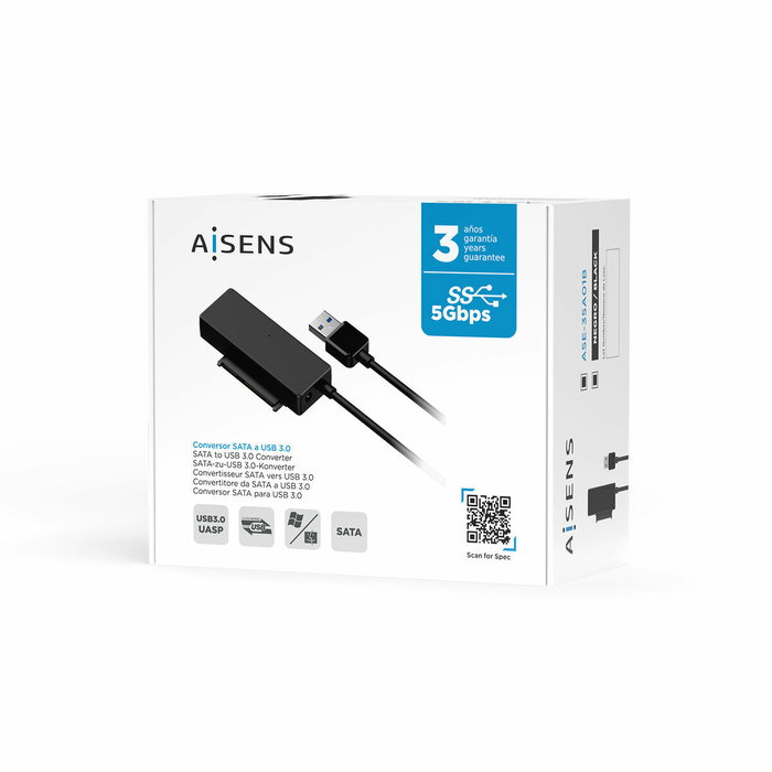 Aisens Adaptador ASE-35A01B SATA a USB-A para Discos Duros 2.5 y 3.5 con Alimentador