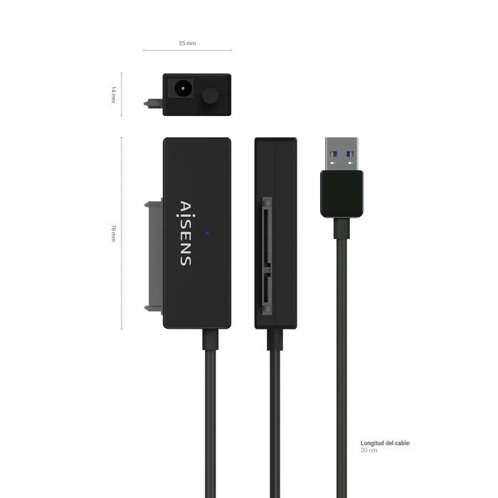 Aisens Adaptador SATA a USB-A para discos duros 2.5 y 3.5 con alimentador ASE-35A01B Aisens Adaptador SATA a USB-A para discos duros 2.5 y 3.5 con alimentador ASE-35A01B