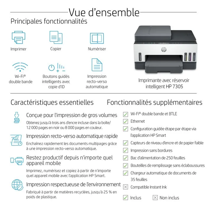 HP Smart Tank 7305 Multifunción Color Wi-Fi Dúplex Gris HP Smart Tank 7305 Multifunción Color Wi-Fi Dúplex Gris