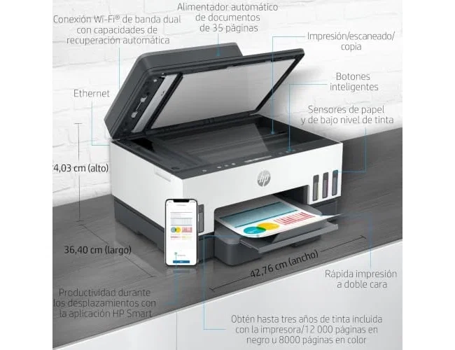 HP Smart Tank 7305 Multifunción Color Wi-Fi Dúplex Gris HP Smart Tank 7305 Multifunción Color Wi-Fi Dúplex Gris