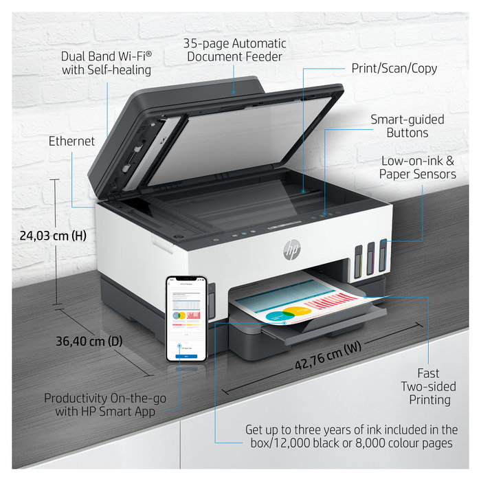 HP Smart Tank 7305 Multifunción Color Wi-Fi Dúplex Gris HP Smart Tank 7305 Multifunción Color Wi-Fi Dúplex Gris