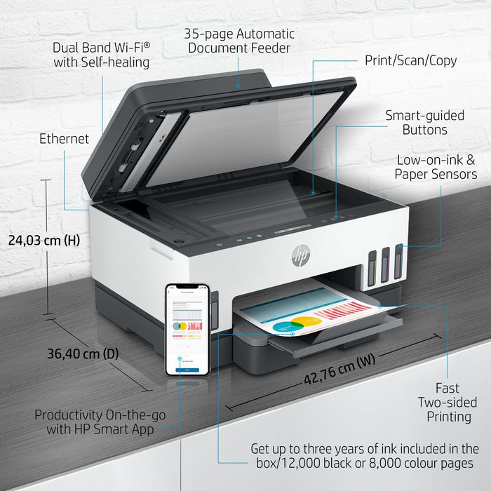 HP Smart Tank 7305 Multifunción Color Wi-Fi Dúplex Gris HP Smart Tank 7305 Multifunción Color Wi-Fi Dúplex Gris